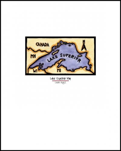 Lake Superior Map Simple Giclee